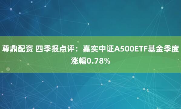 尊鼎配资 四季报点评：嘉实中证A500ETF基金季度涨幅0.78%